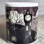 Spooky Halloween Village Scene Glow in the Dark Ceramic Mug