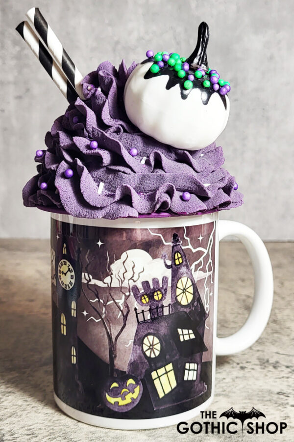 Spooky Halloween Village Scene Glow in the Dark Ceramic Mug