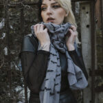 gothic bats grey/black scarf