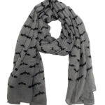 gothic bats grey/black scarf