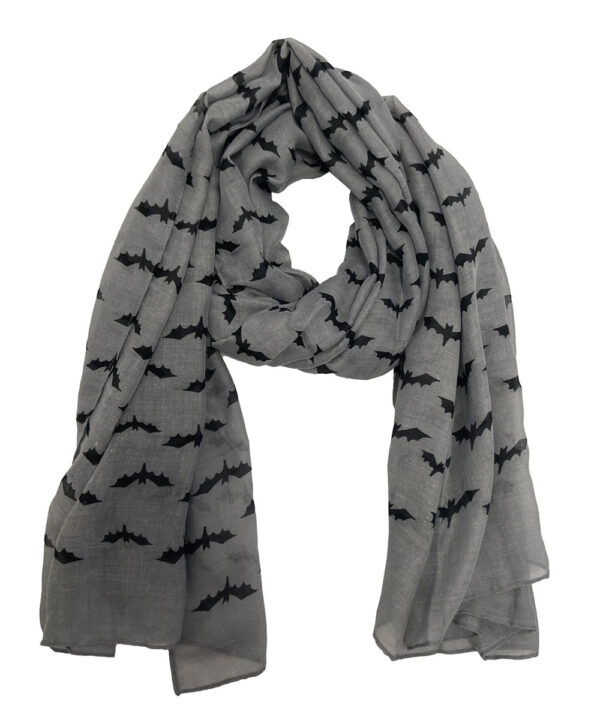 gothic bats grey/black scarf