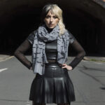 gothic bats grey/black scarf