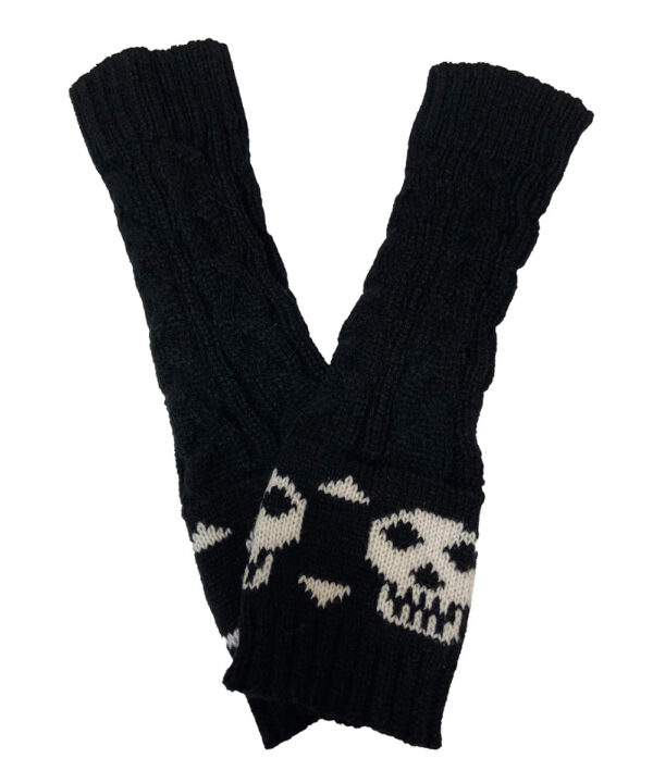 gothic knitted skull and crossbones fingerless gloves