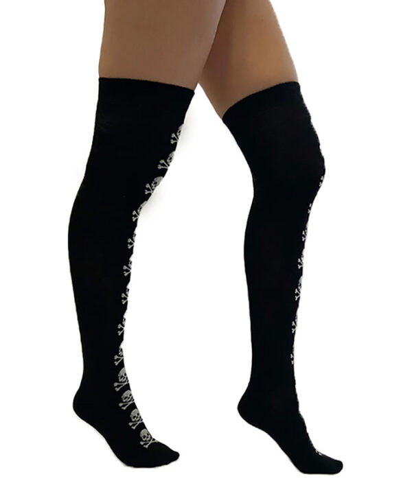 skulls & crossbones knee high gothic socks