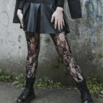 rose skull net gothic black tights
