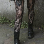 rose skull net gothic black tights