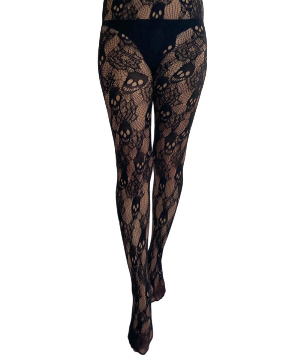 rose skull net gothic black tights