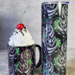 Batsnuggles Green Barbed Hearts Gothic Skinny Tumbler and Mug