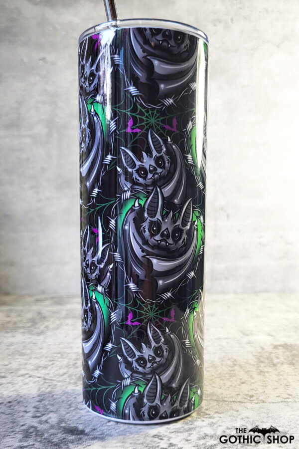 Batsnuggles Green Barbed Hearts Gothic Skinny Tumbler