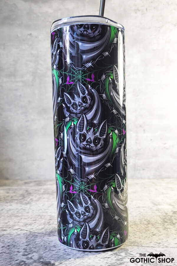 Batsnuggles Green Barbed Hearts Gothic Skinny Tumbler