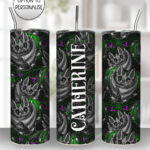 batsnuggles green barbed hearts gothic 20oz straight tumbler with option to personalise