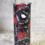Stay Strange Goth Girl Cameo & Red Cobwebs Skinny Tumbler