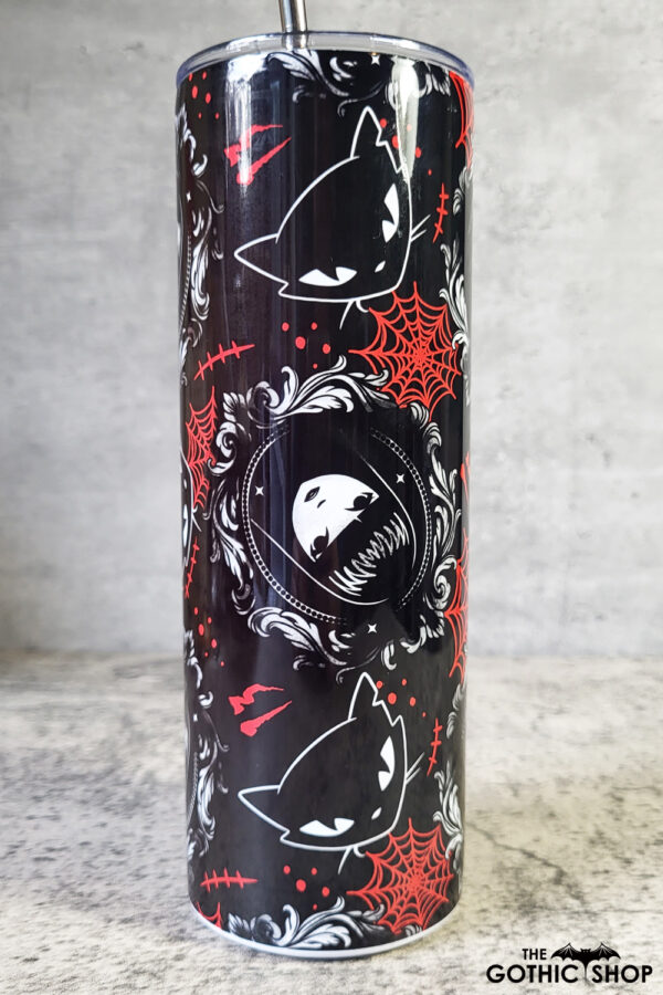 stay strange goth girl cameo & red cobwebs 20oz straight tumbler preorder