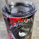 stay strange goth girl cameo & red cobwebs 20oz straight tumbler preorder