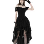 Octavie Gypsy Style Off Shoulder Black Gothic Prom Dress