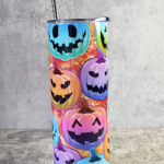 Bright Pumpkins Skinny Gothic Halloween Tumbler