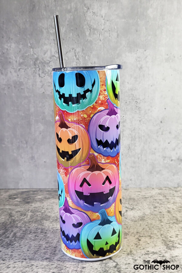 Bright Pumpkins Skinny Gothic Halloween Tumbler