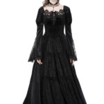 Princessa Black Velvet & Lace Gothic Vintage Prom Dress