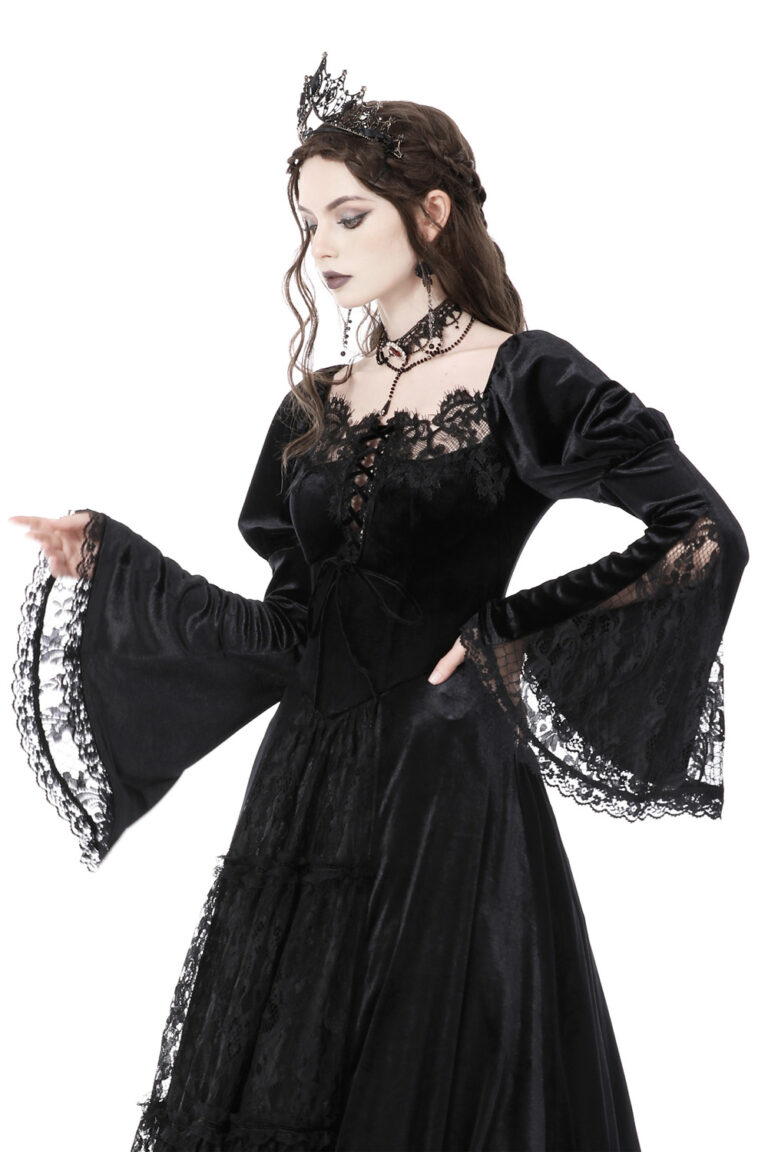 Gothic Prom Princessa Black Velvet & Lace Gothic Vintage Prom Dress - Gothic Prom ...