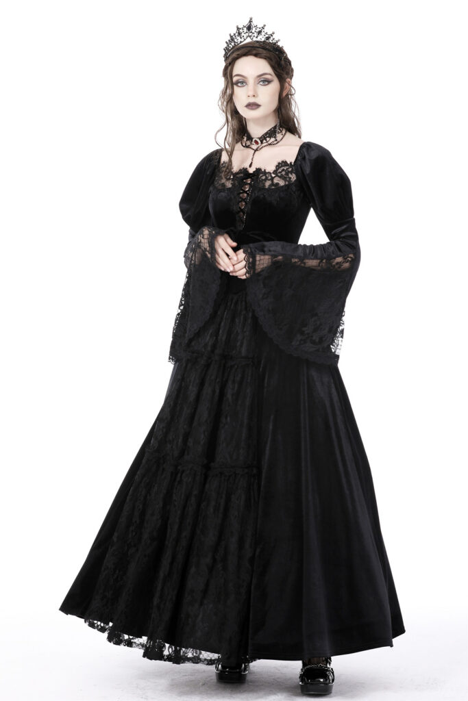Gothic Prom Princessa Black Velvet & Lace Gothic Vintage Prom Dress - Gothic Prom ...