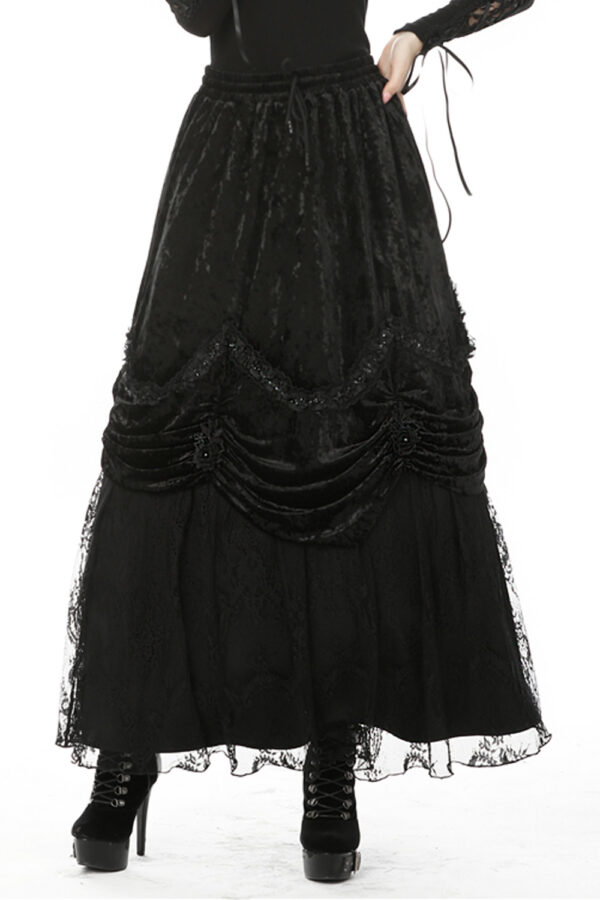 Lorelei Long Gothic Victorian Black Velvet Skirt by Dark in Love