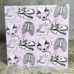 Cat Skulls & Bones Lilac Pastel Goth Greetings Card