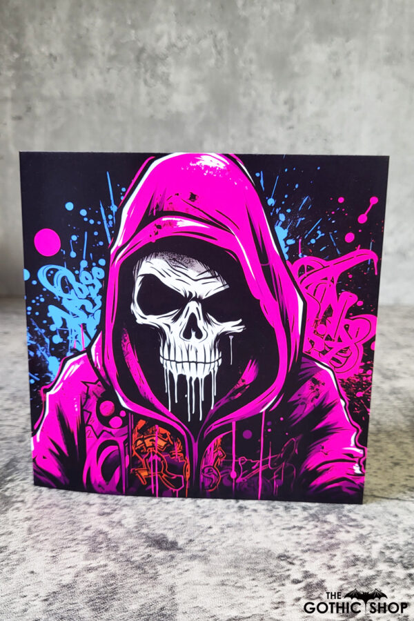 Hooded Skull Gothic Greetings Card