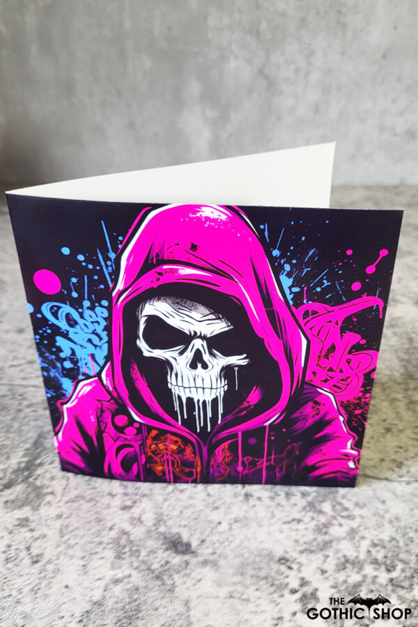 Hooded Skull Gothic Greetings Card