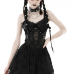 Dark in Love Punk Gothic Spider Mesh Black Dress
