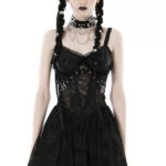 Dark in Love Punk Gothic Spider Mesh Black Dress