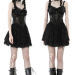 Dark in Love Punk Gothic Spider Mesh Black Dress