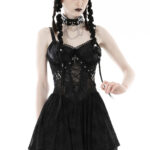 Dark in Love Punk Gothic Spider Mesh Black Dress