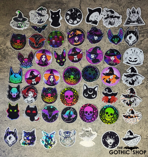 Glossy vinyl gothic and witchy stickers