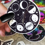 mystical moon phases black/white gothic glossy sticker