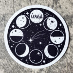 Mystical Moon Phases Black/White Gothic Glossy Sticker