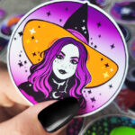 Witch with Ombre Purple Hair & Orange Hat Gothic Glossy Sticker