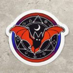 Red Flying Bat Alchemy Magic Seal Witchy Gothic Glossy Sticker