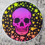 Neon Purple Orange Skull & Stars Gothic Glossy Sticker