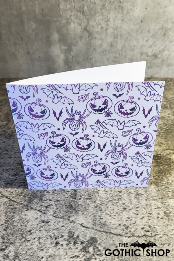Pumpkins Bats Gothic Halloween Birthday Greetings Card