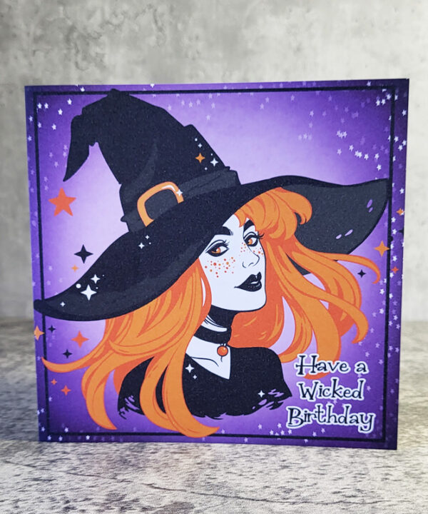Witch with Orange Hair & Freckles Wicked Birthday Greetings Card