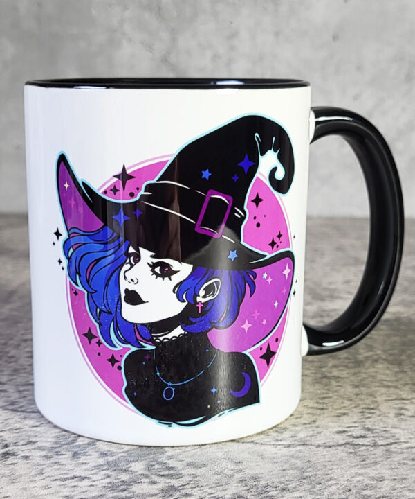Celestial Witch Pink Moon Stars Witchy Gothic Mug