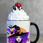 Purple Hair Witch & Bats Witchy Gothic Mug