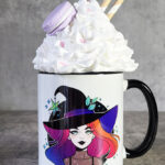 Rowena Iridescent Hair Witch with Leaves Witchy Gothic Mug