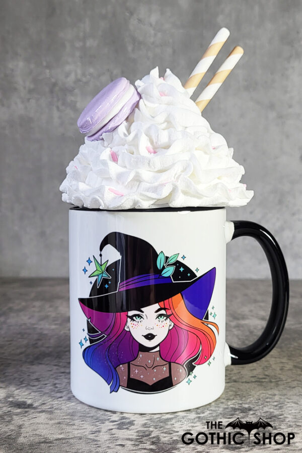 Rowena Iridescent Hair Witch with Leaves Witchy Gothic Mug