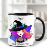 rowena iridescent hair witch with leaves witchy gothic mug