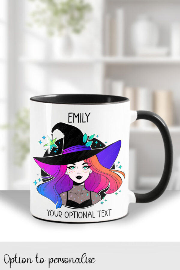 rowena iridescent hair witch with leaves witchy gothic mug