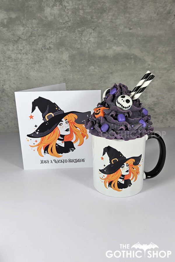 Merida Witch with Orange Hair & Stars Witchy Gothic Mug and card