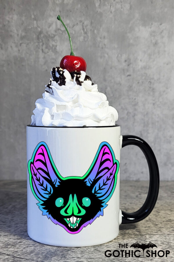 Neon Bat Face Witchy Gothic Mug