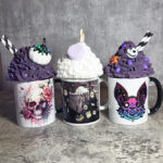 Bat, skull and haunted house Witchy Gothic Mug