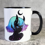 Horned Cosmic Girl Witchy Gothic Mug